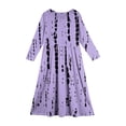 thumbnail image 4 of Abcomgle Girls Maxi Dresses 7-16 A-Line Long Sleeve Maxi Dress Striped Crew Neck Sundresses Flare Swing Skirt with Pockets,Purple, 4 of 5