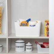 (8 pack) Mainstays Large Easy Access Bin, Open Plastic Storage Bin with Scoop Front, White
