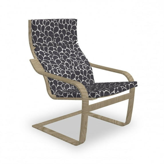 Leaves Armchair Pad and Slipcover, Hand Drawn Foliage with Teardrop Shapes and Grunge Effect Nature, 1 Piece Soft Cushion Replacement with Removable Cover, Taupe and Off White, by Ambesonne