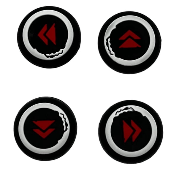 JenDore Black Red Fast Forward Rewind Arrows 4Pcs Silicone Thumb Grip Caps for Nintendo Switch Pro , PS5 , PS4 , and Xbox 360 Controller