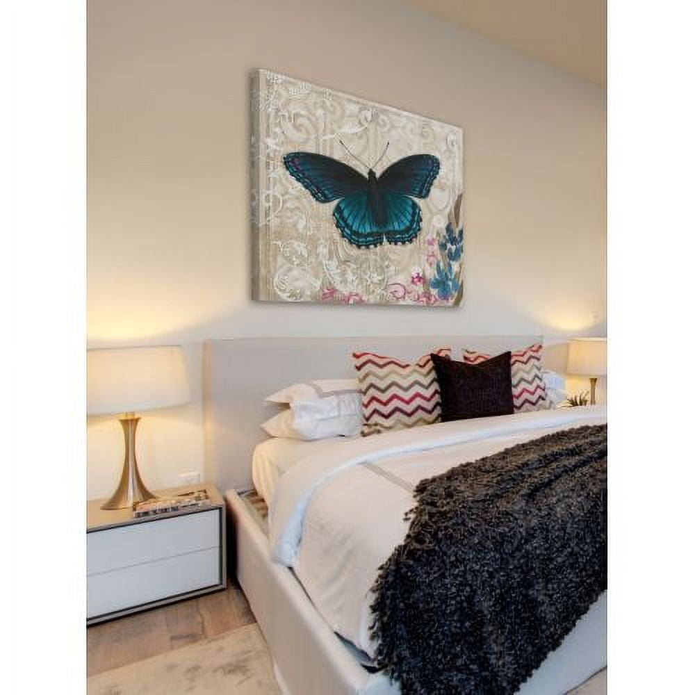 "A Dark Blue Butterfly" Painting Print on Wrapped Canvas