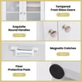 thumbnail image 2 of Demi Bonn 64.5" Tall Freestanding Bathroom Storage Cabinet with Frost Glass Doors and Shelves, Pantry Cabinets, White, 2 of 10
