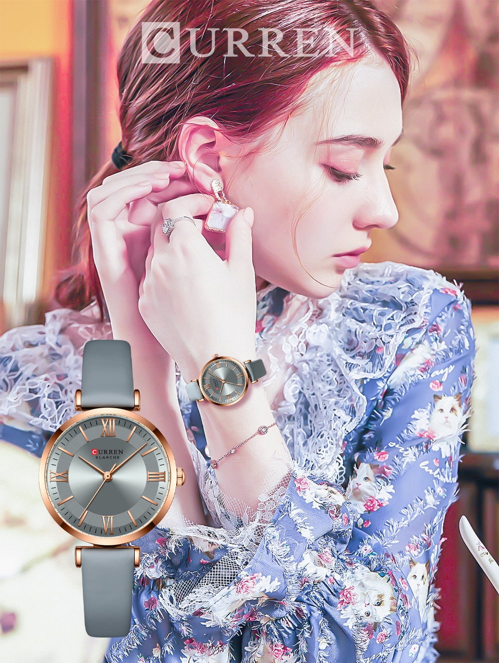 Women's watches, fashionable and casual women's watches with leather straps, wristwatches