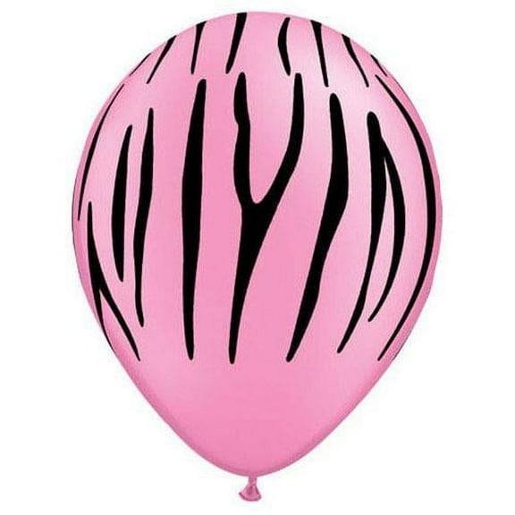 LOONBALLOON Safari-Jungle Balloons, 11″ ZEBRA STRIPES - NEON PINK