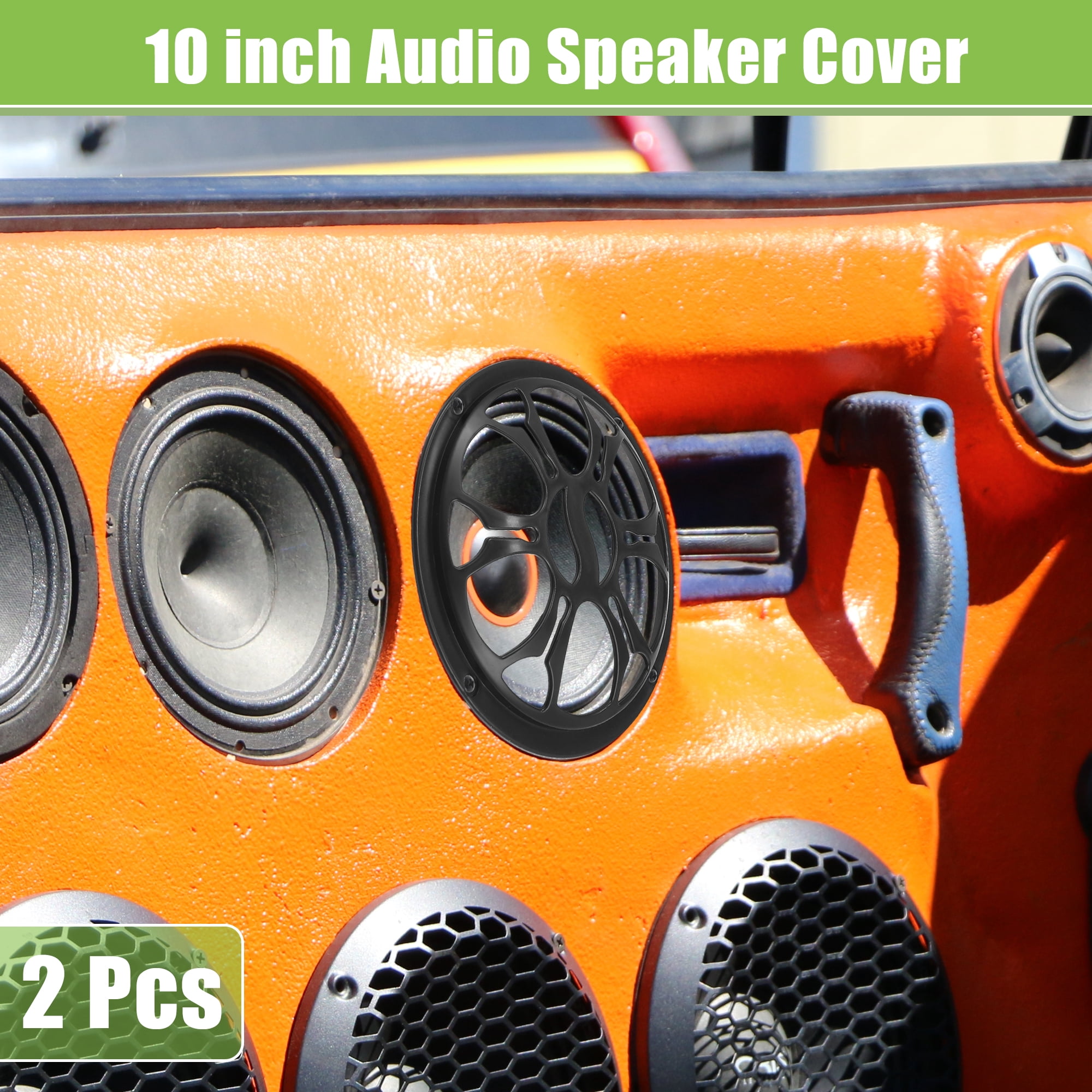 Unique Bargains Car Speaker Grills Cover with Mounting Screws ABS - Pack of 2 Black 10"