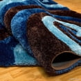 thumbnail image 3 of Allstar Brown Shaggy Area Rug with 3D Blue Spiral Design. Contemporary Formal Casual Hand Tufted (7' 6" x 10' 5"), 3 of 7