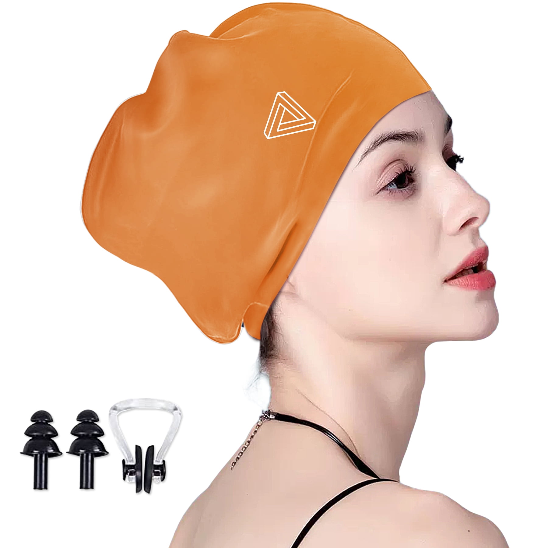 Trisens XL Swim Cap for Unisex Adults, Silicone Material for Long