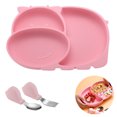 thumbnail image 1 of Silicone Baby Plate Set, Divided Baby Suction Plates with Spoon and Fork, 1 of 4