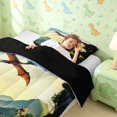 thumbnail image 3 of Manfei Wild T-Rex Dino Twin Comforter Sets,Retro Jungle Pterosaur Bedding Set,Yellow Blue,Black Reversible,2pcs,1 Comforter and 1 Pillowcase, 3 of 7