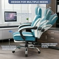 thumbnail image 5 of JONPONY Big and Tall Office Chair 400lbs, Executive Reclining Office Chairs with Footrest, High Back Leather Home Office Chair Thick Padded Armrests, Ergonomic Adjustable Lumbar Support, BlueWhite, 5 of 11