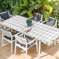 thumbnail image 2 of Blue Easter Bunny Table Cloths for 8 Foot Rectangle Tables, Spring Daisy Modern Gray Buffalo Plaid Patio Waterproof Elastic Fitted Tablecloths, Washable Rectangular Table Cover for Camping, 2 of 8