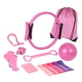 thumbnail image 2 of 13 piezas Pilates Circle Set Bandas de resistencia con pelota versátil con anillo de de bolsas de almacenamiento para un ejercicio de muslo Rosa, 2 of 8