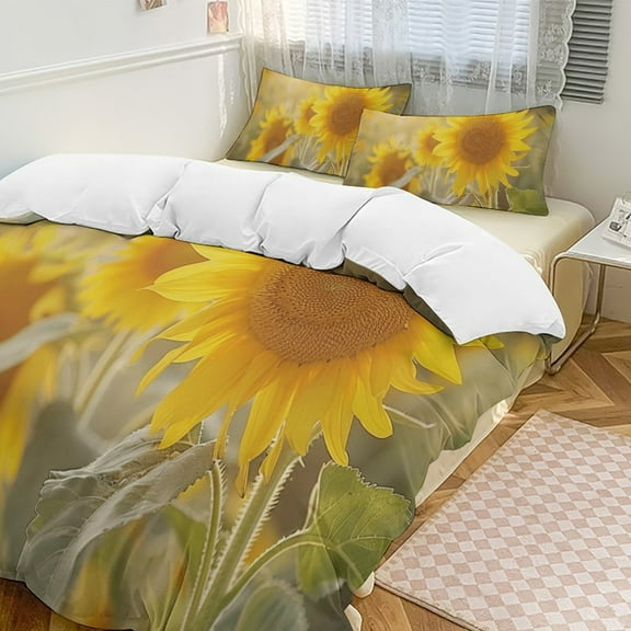 Sunflower 3D Duvet Cover Set Quilt Cover Theme of Kid Boy Girl for Bedroom Decoration