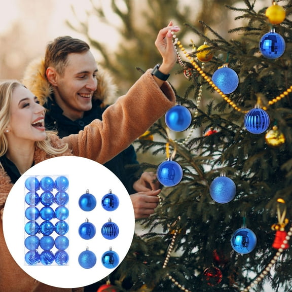 Lilgiuy 36PCS Christmas Ball Mini Ornaments Party Decorations Shatterproof Festival Pendant Hangings for Xmas Tree Decor(2.4''/6cm,Blue)