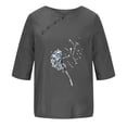 thumbnail image 3 of Blusas de Manga Corta para las Mujeres Impresas Cuello Redondo Camiseta Casual, Blusa de Algodón de Imitación para las Mujeres, 3 of 4