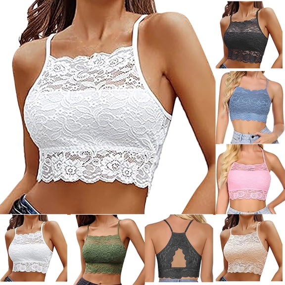 Mlkoz Wireless Bra Women's Lace Camisole Stretch Half Cami Breathable Bra Comfortale Lace Bralette Top for Lady Girls