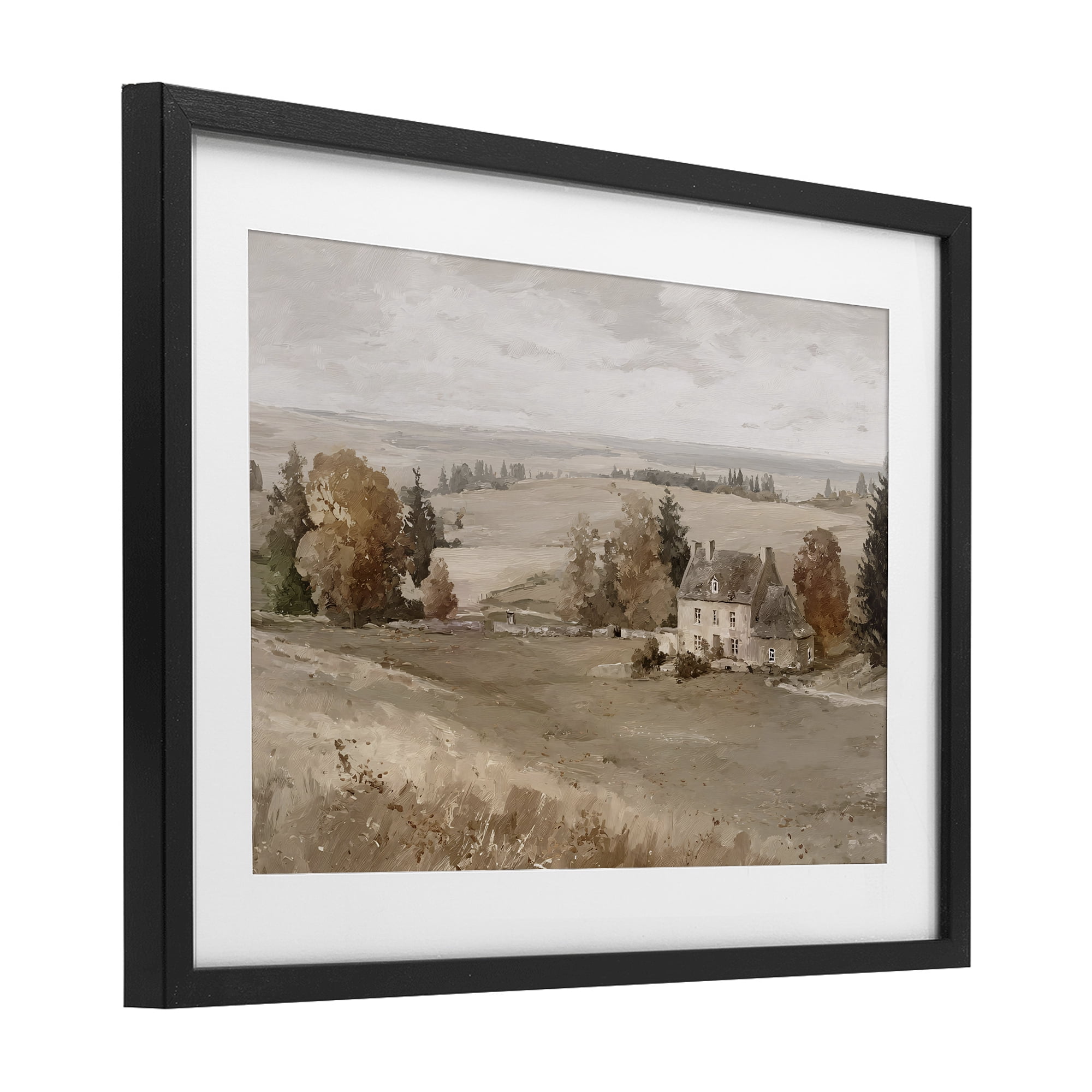 Stupell Industries Quaint Cottage in Countryside Black Framed Print Under Glass, design by Jacky Ngan
