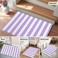 thumbnail image 6 of Purple Striped Large Area Rugs for Bedroom Living Room, Soft Non Slip Carpet Bedside Rug, Modern Farmhouse Purple White Stripes Rectangular Floor Cover Kitchen Accent Rug 2'x3' for Dining Room/Office, 6 of 9