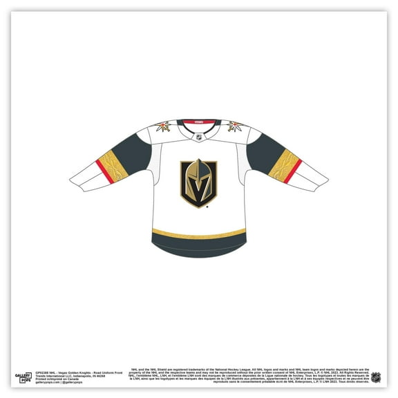 Gallery Pops NHL - Vegas Golden Knights - Road Uniform Front Wall Art, Unframed Version, 12" x 12"
