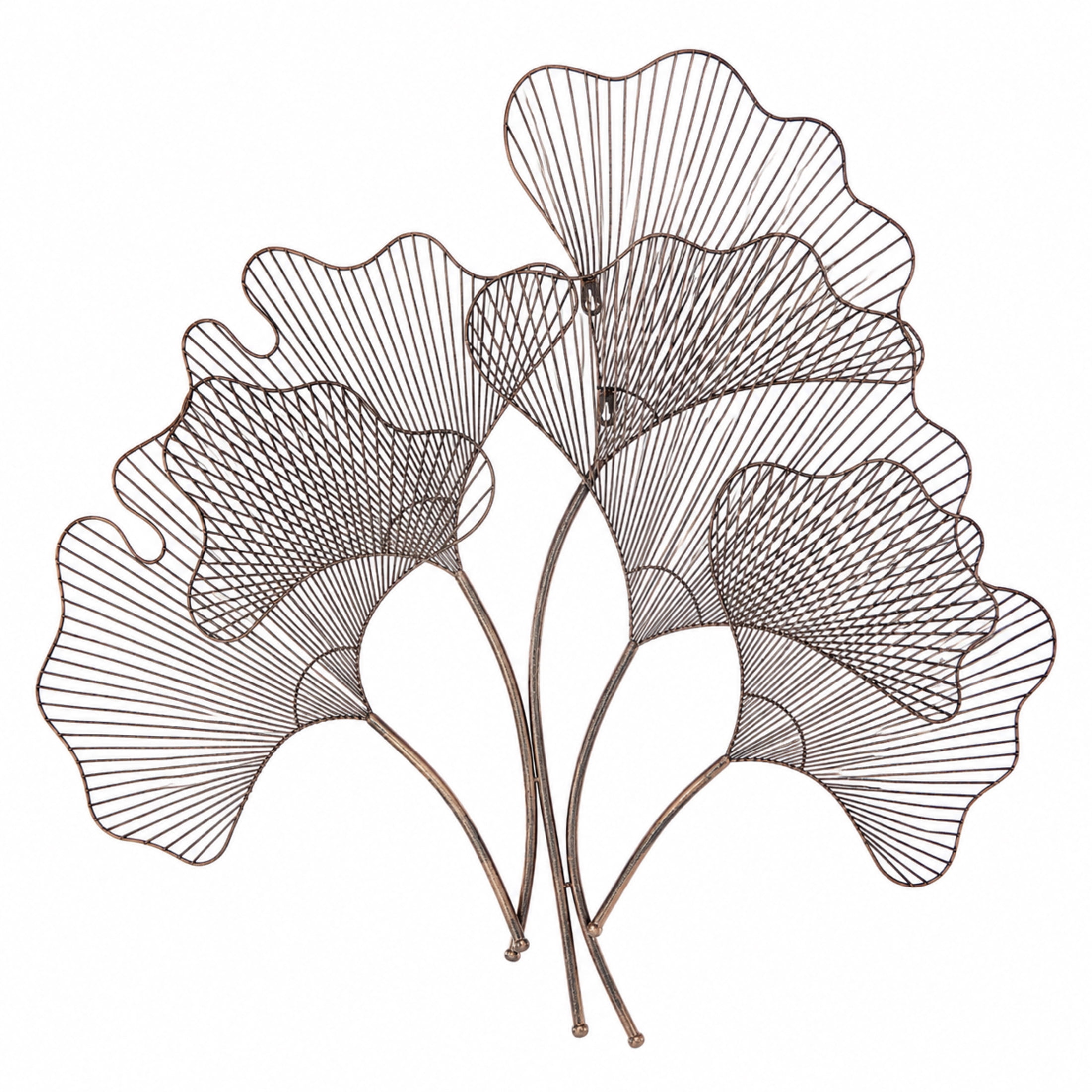 DecMode Copper Metal Wire Cutout Ginkgo Leaf Floral Wall Decor