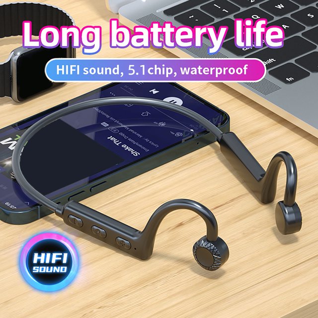 AURORA TRADE Auriculares de conducción ósea con gancho para la oreja, duración de vida útil extremadamente larga, IPX5, impermeables, deportivos, inalámbricos, compatibles con Bluetooth para correr