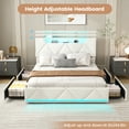 thumbnail image 4 of VEANERWOOD Queen Bed Frame with Storage Headboard and 4 DrawersUpholstered Plarform with Built in Charging Station and Adjustable Led Lights, Beige, 4 of 10