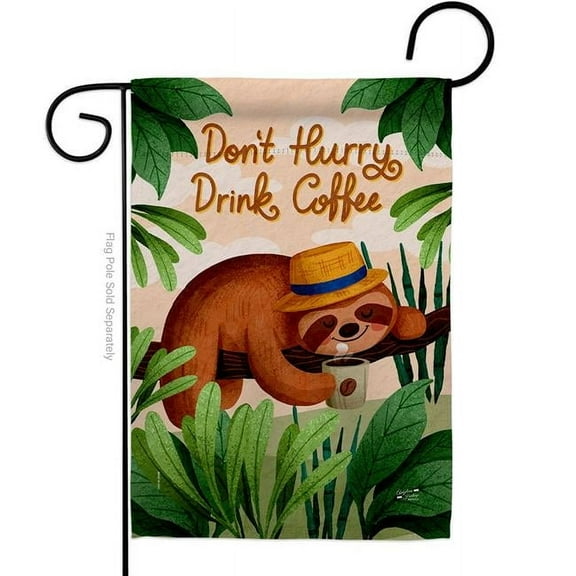 Angeleno Heritage G130310-BO Sloth Drink Coffee Animals Wildlife 13 x 18.5 in. Double-Sided Decorative Vertical Garden Flags for House Decoration Banner Yard Gift
