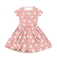 thumbnail image 3 of yuCgh Easter Dress for Toddler Girls, Short Sleeve Summer Dress with Pocket, Colorful Print Casual Party Dress for Easter Celebration,Pink 160, 3 of 5