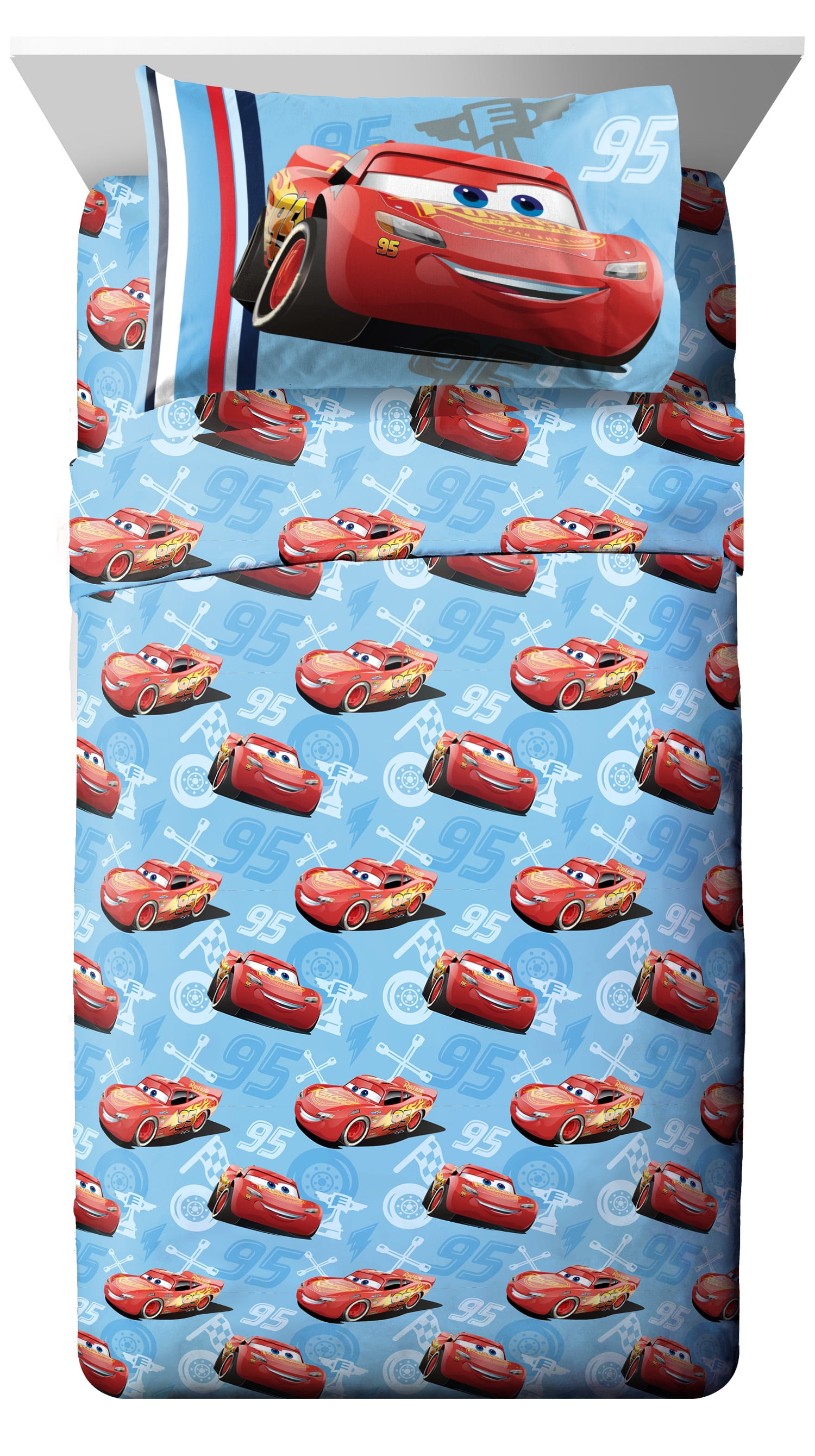 Cars Velocity 95 Full 4 Piece Sheet Set, 100% Microfiber, Blue