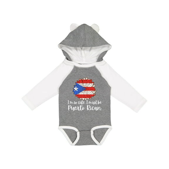 Inktastic I'm So Cute, I Must Be Puerto Rican Sunflower Puerto Rico Boys or Girls Long Sleeve Baby Bodysuit