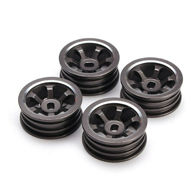 4 Pieces Metal 20mm Wheels Rims 1:28 Tires Hubs Upgrade Spare Parts Modification Replacement for Wltoys P929 P939 K969 K979 K989 Type 4