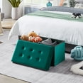 thumbnail image 2 of VECELO 30'' Rectangle Folding Storage Ottoman Footrest, Tufted Velvet Footstool Box, Green, 2 of 7