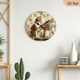 thumbnail image 5 of 2D Flat 1pc 10Inch Non-Ticking Silent Wooden Wall Clock - Tabby Cat Floral Arrangement Design, Rustic Vintage Round Clock for Home Office Kitchen Living Room, AA Battery Not Included), 5 of 7