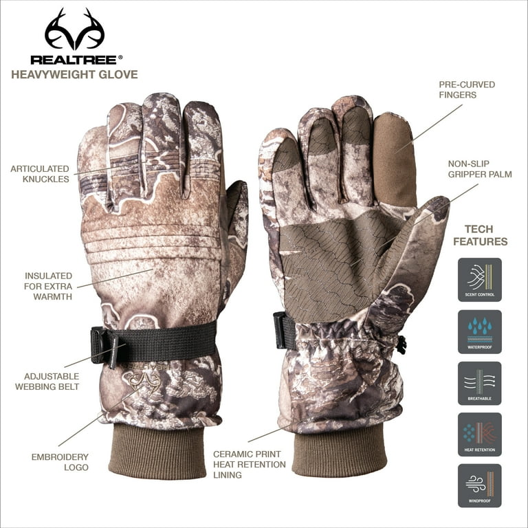 Realtree Excape Men's Heavyweight Hunting Winter Gloves, Adult