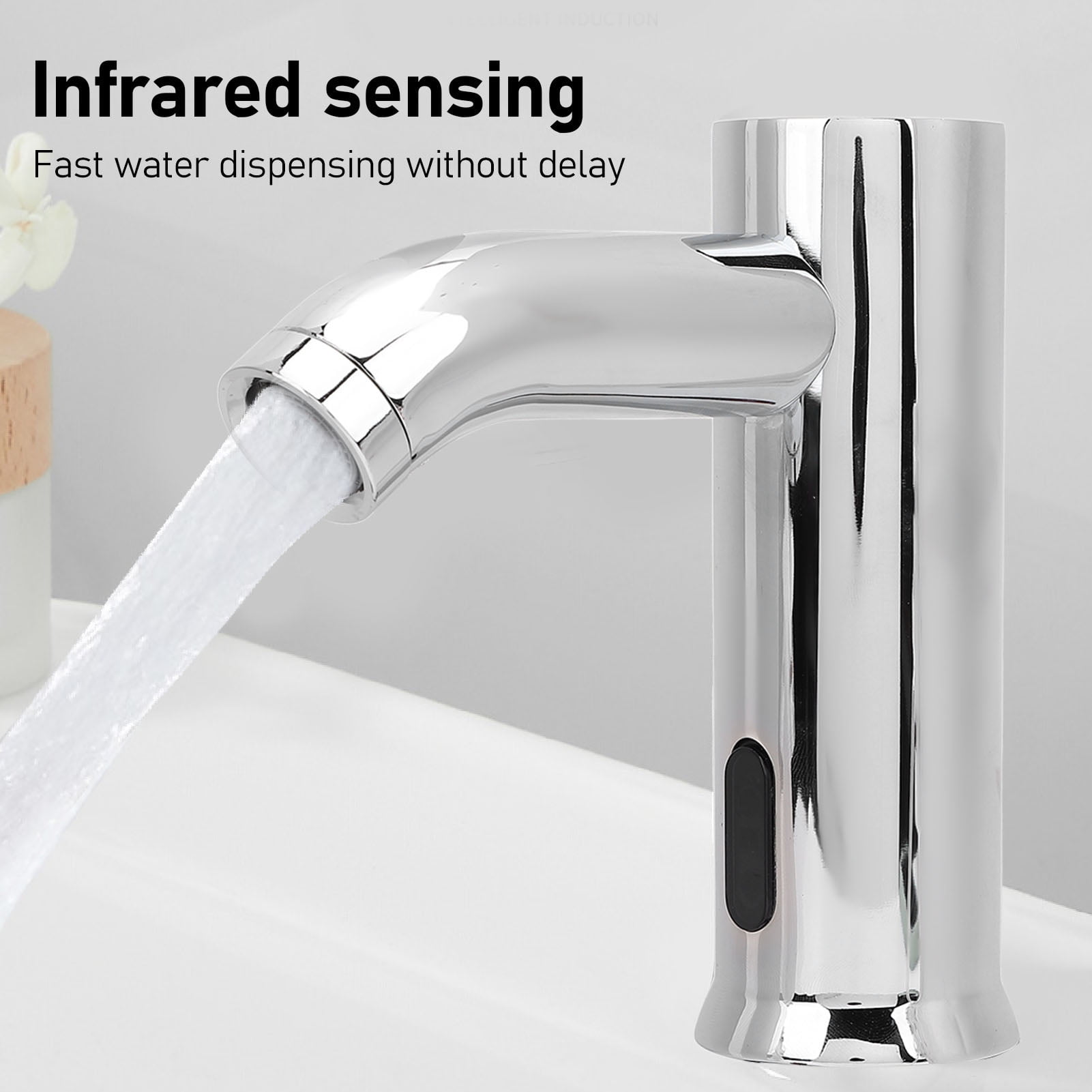 BIMZUC G1/2 Commercial Touchless Bathroom Sink Faucet, Automatic Motion Sensor Water Tap, Stainless Steel, Battery Powered (5.7 x 5.7 x 1.8 inches)