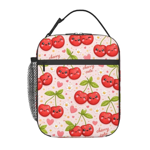 Cherry Pattern Lunch Bag Portable Thermal Lunch Box for Men and Women