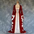 thumbnail image 5 of Disfraz de princesa medieval de corte retro para mujer, vestido largo elegante de bruja con cuello cuadrado, para Halloween, talla grande 5XL, 5 of 5