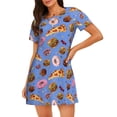 thumbnail image 1 of Fotbe Fastfoods Bata de Dormir para Mujer con Estampado, Camisón de Algodón de Manga Corta, Ropa de Dormir Casual, 1 of 6