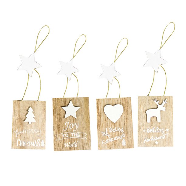 Lerncany 4pcs Wooden Christmas Letter Doodle Small Wooden Sign Pendant Christmas Tree Tag Walmart Com Walmart Com