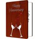 thumbnail image 1 of Tarjetas de feliz aniversario para ella y él, tarjeta de felicitación con sobre, hecha a mano, con copa de vino tinto hueca de madera MDF y diseño de corazón para esposo y esposa., 1 of 6