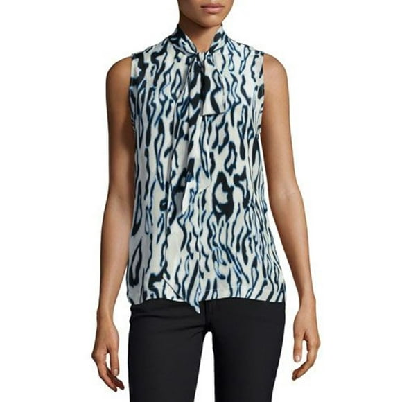 $218 EQUIPMENT FEMME Poppy Chemise en Soie Haut Guimauve Imprimé Guépard Abstrait (m)