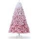 thumbnail image 1 of 9-foot pre-lit artificial christmas tree con 100 warm blanca LED lights, snow flocked, metal stand, 300 branch tips, rosa gradient para indoor/outdoor decoration, 1 of 8