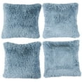 thumbnail image 5 of Home Soft Things Luxury Shaggy Faux Fur Throw Pillow Cases, Ultra Soft Plush Pillow Covers Fluffy Decorative Cushion Covers, No Pillow Insert, Set of 4, Silver Blue, 20x20 Inch, 5 of 6