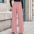 thumbnail image 5 of Women’s High Waisted Wide Leg Pants Casual Straight Leg Trousers with Front Pleats Elastic Back Waist Lounge Work Pants, 5 of 12