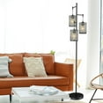 thumbnail image 3 of EE Eleven Master 3-Light Modern Black Tree Floor Lamp with Crystal Birdcage Shades, 3 of 7