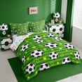thumbnail image 2 of Erosebridal Green Soccer Court 7 Pieces Bedding Comforter Set,Football Sport Theme Full Bedding Set For Kids Boys,Reversible, 2 of 7