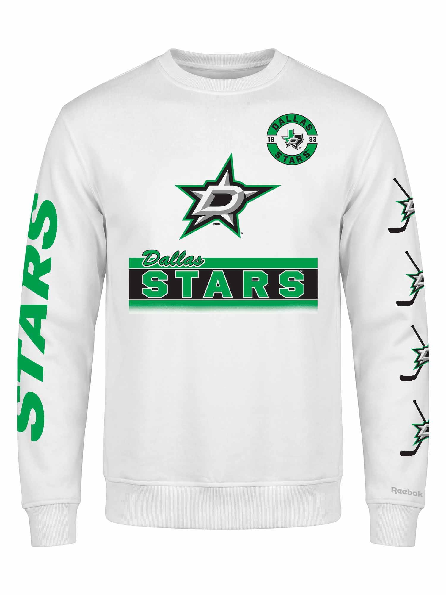 Dallas Stars Reebok Mens White Crew Sweatshirt