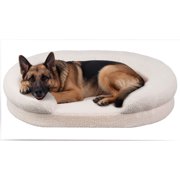 PETMAKER 45” Orthopedic Dog Bed for Large Dogs, Pet Bed with Supportive Bolster, Cream