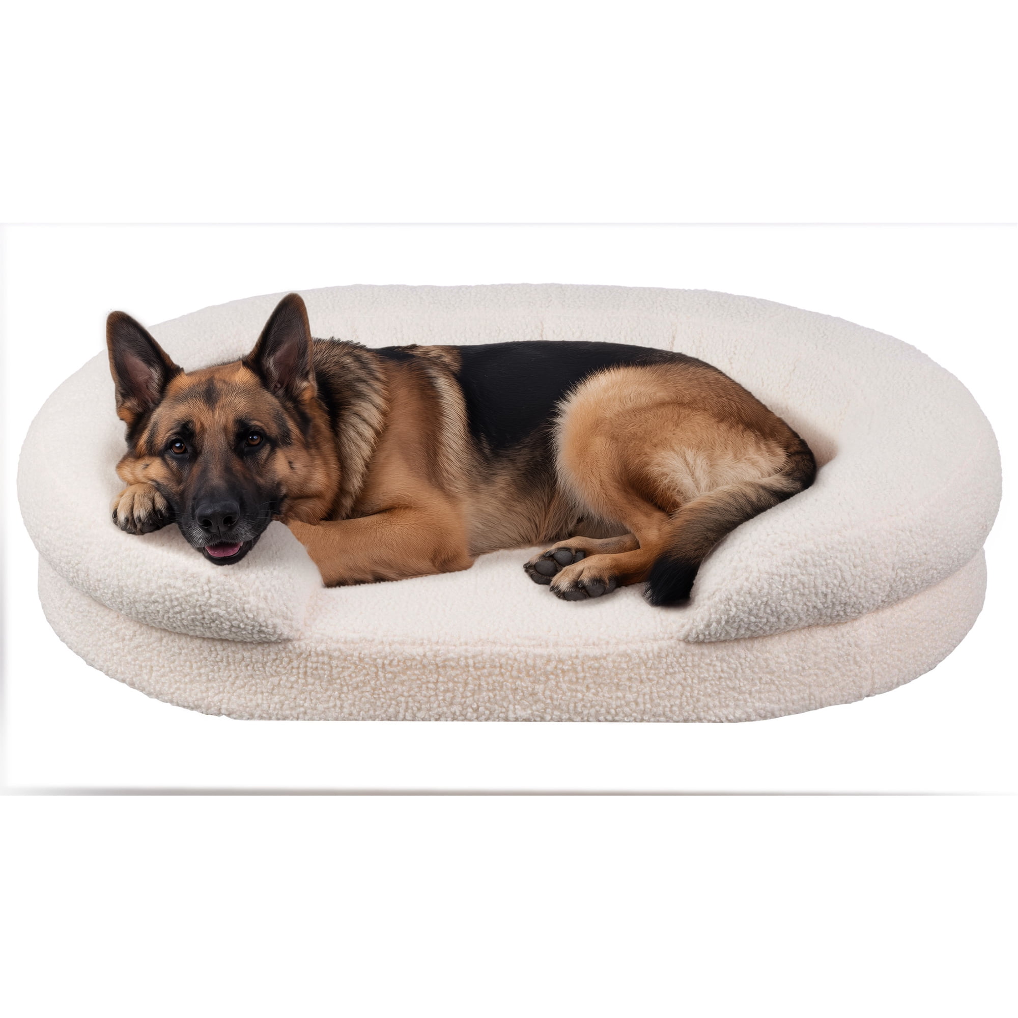 PETMAKER 45” Orthopedic Dog Bed for Large Dogs, Pet Bed with Supportive Bolster, Cream