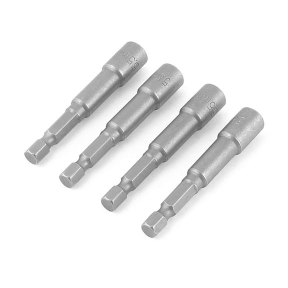 Unique Bargains 4 Pcs Chrome-Vanadium 1/4" Shank 5.5mm Magnetic Hex Socket Nut Driver Setter